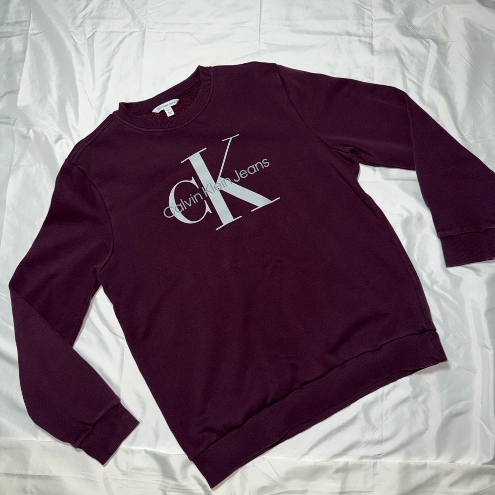 Calvin Klein Men's Dark Purple Crewneck Sweater